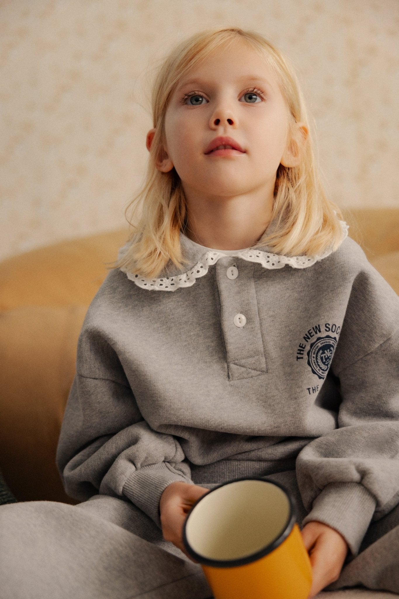 The New Society Ash Polo Bimbo Felpa Cotone Pizzo