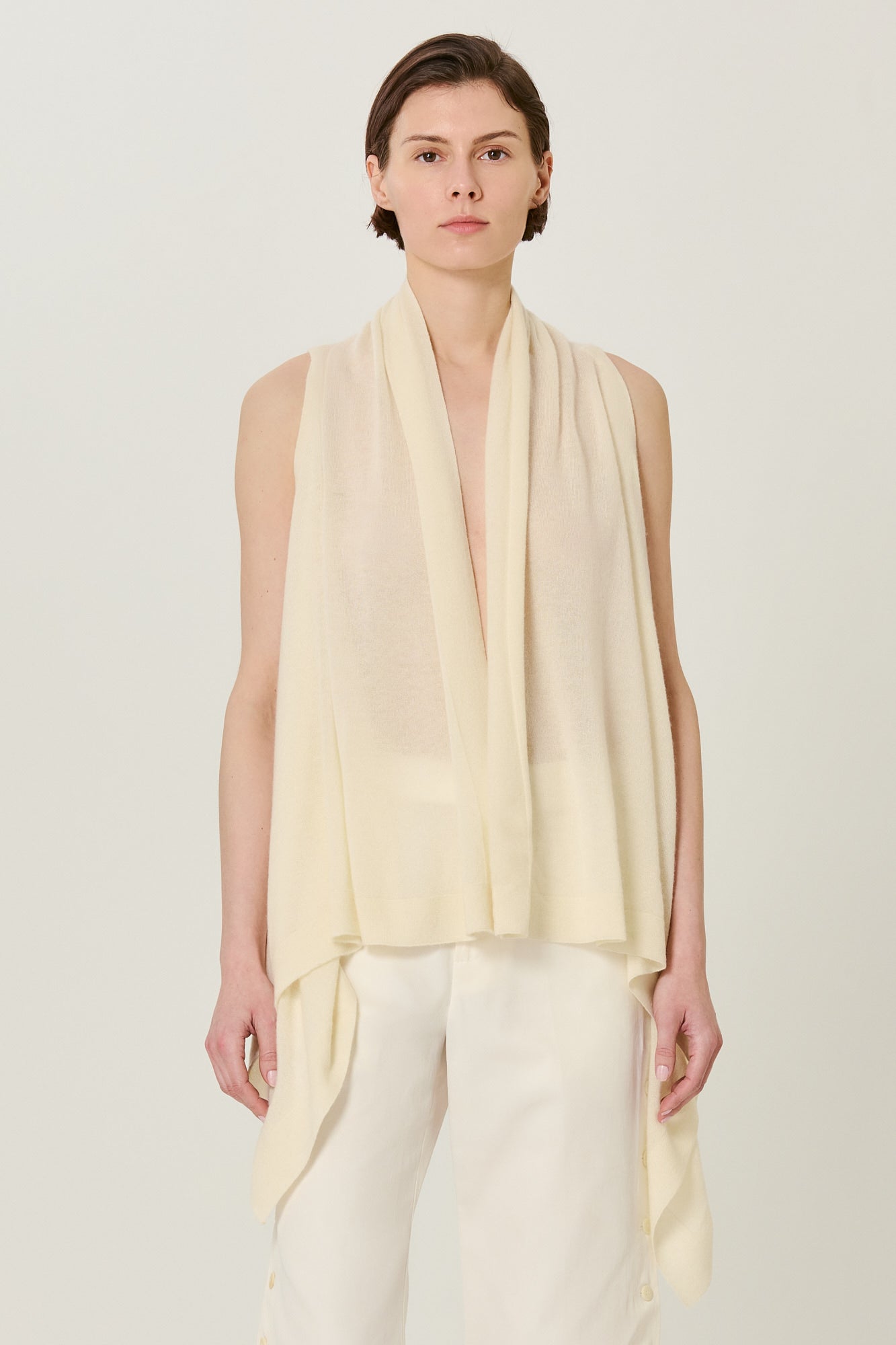 Sa Su Phi Poncho cardigan cashmere seta avorio