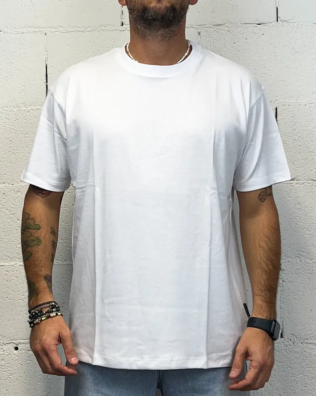 ONLYONE OVER-D t-shirt box fit bianca vestibilità regolare