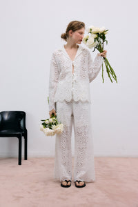 The New Society Jara camicia donna ecru ricamata cotone