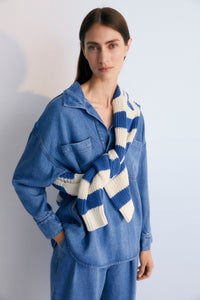 The New Society Micenas pantaloni denim blu lyocell