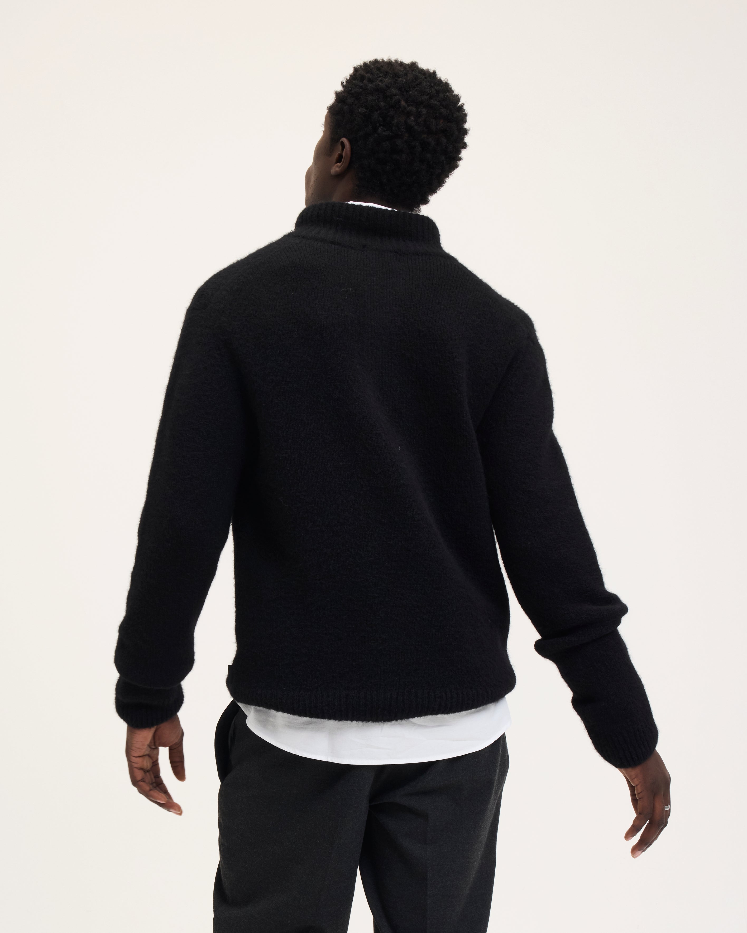 GOODPEOPLE Komfy Maglione Zip Nero Collo Alto