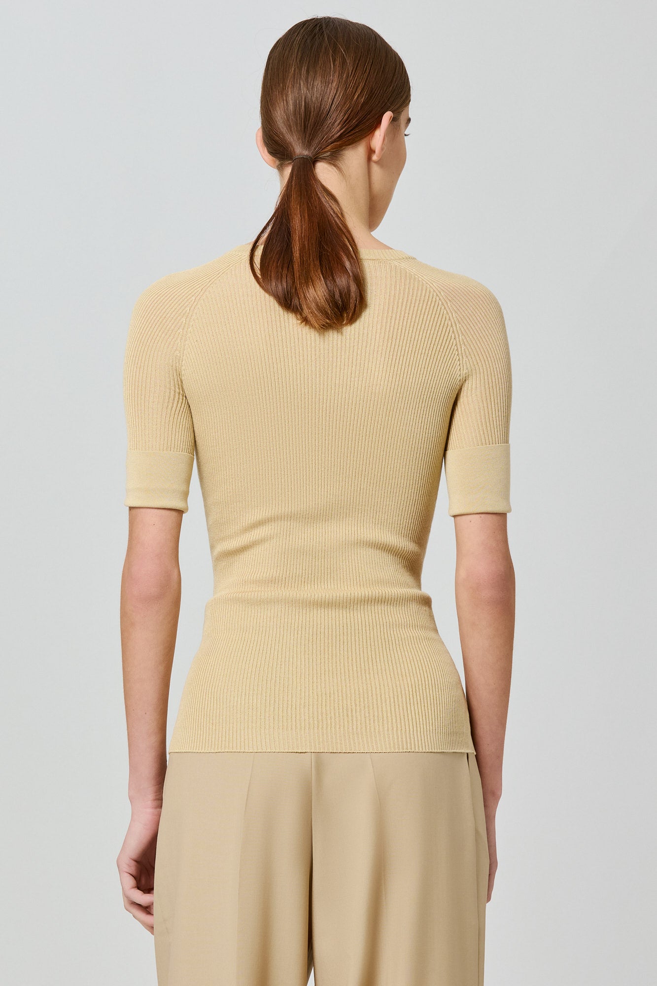 Sa Su Phi top girocollo cashmere seta giallo
