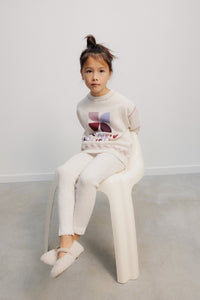 The New Society TNS legging Whisper White Melange cotone