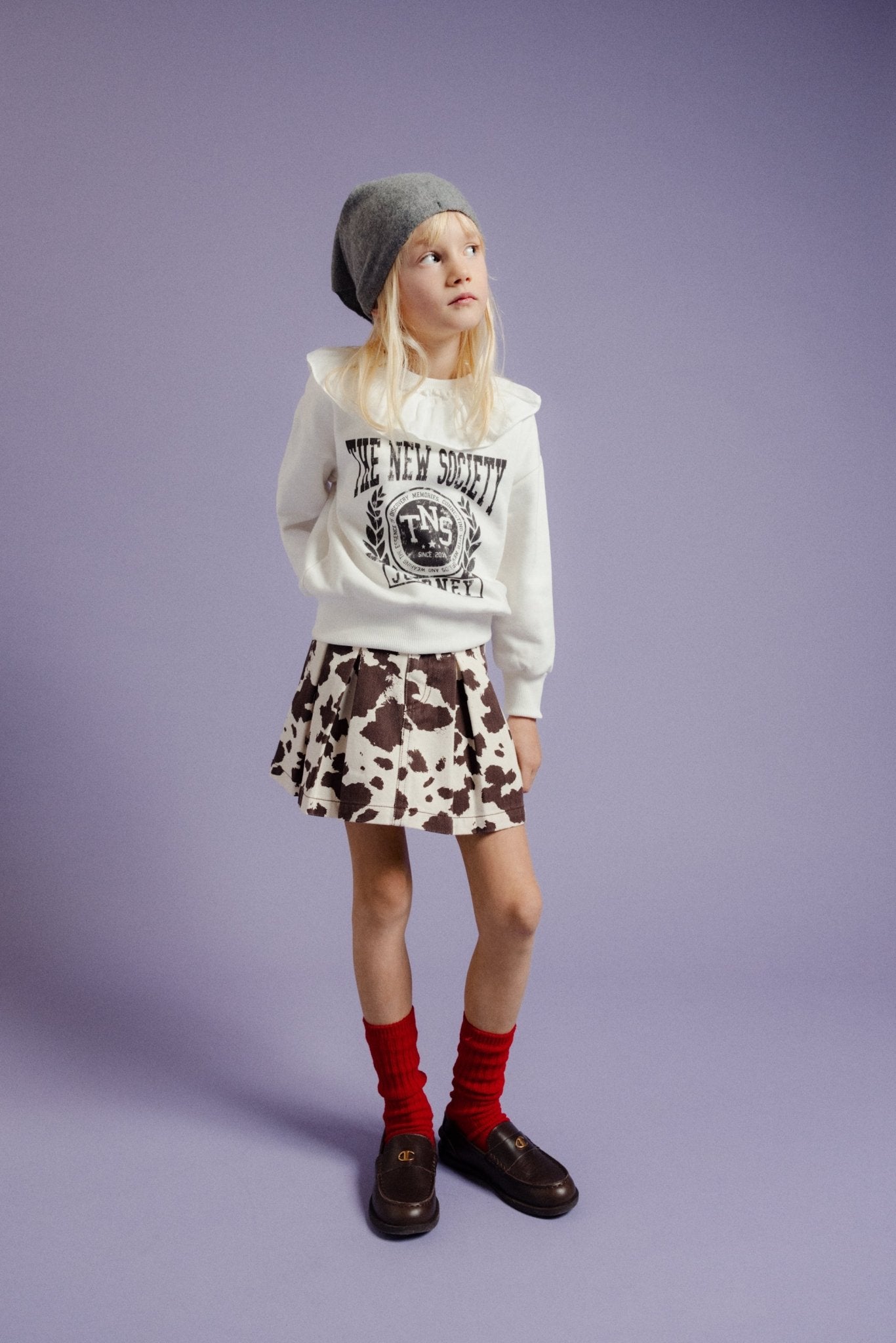 The New Society Dakota gonna bimba Cow Print denim cotone