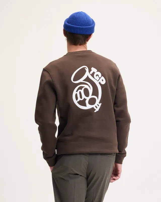 GOODPEOPLE Look Maglione Cotone Marrone Ricamo