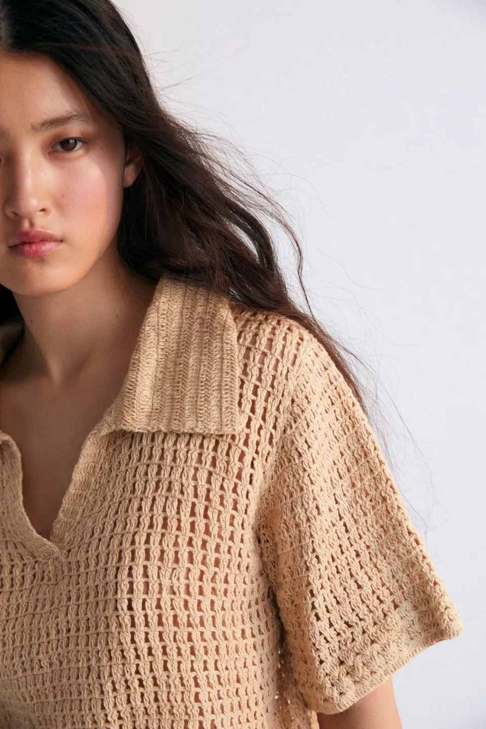 The New Society Calipso polo donna Hemp uncinetto