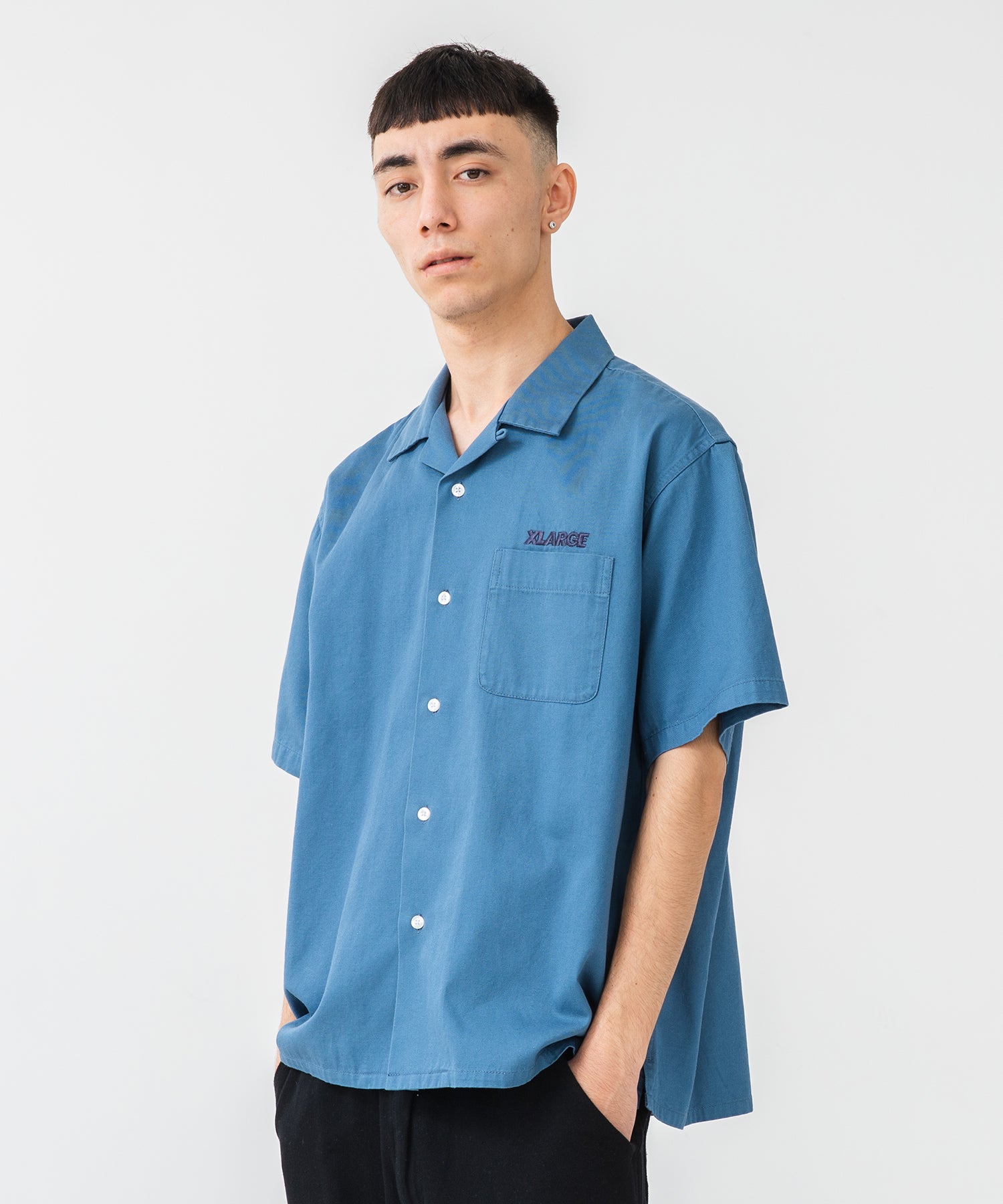 X-Large S/S OG Open Collar camicia bianca