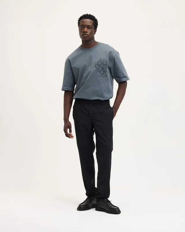 GOODPEOPLE Bien Straight Fit pantaloni neri lana quattro stagioni
