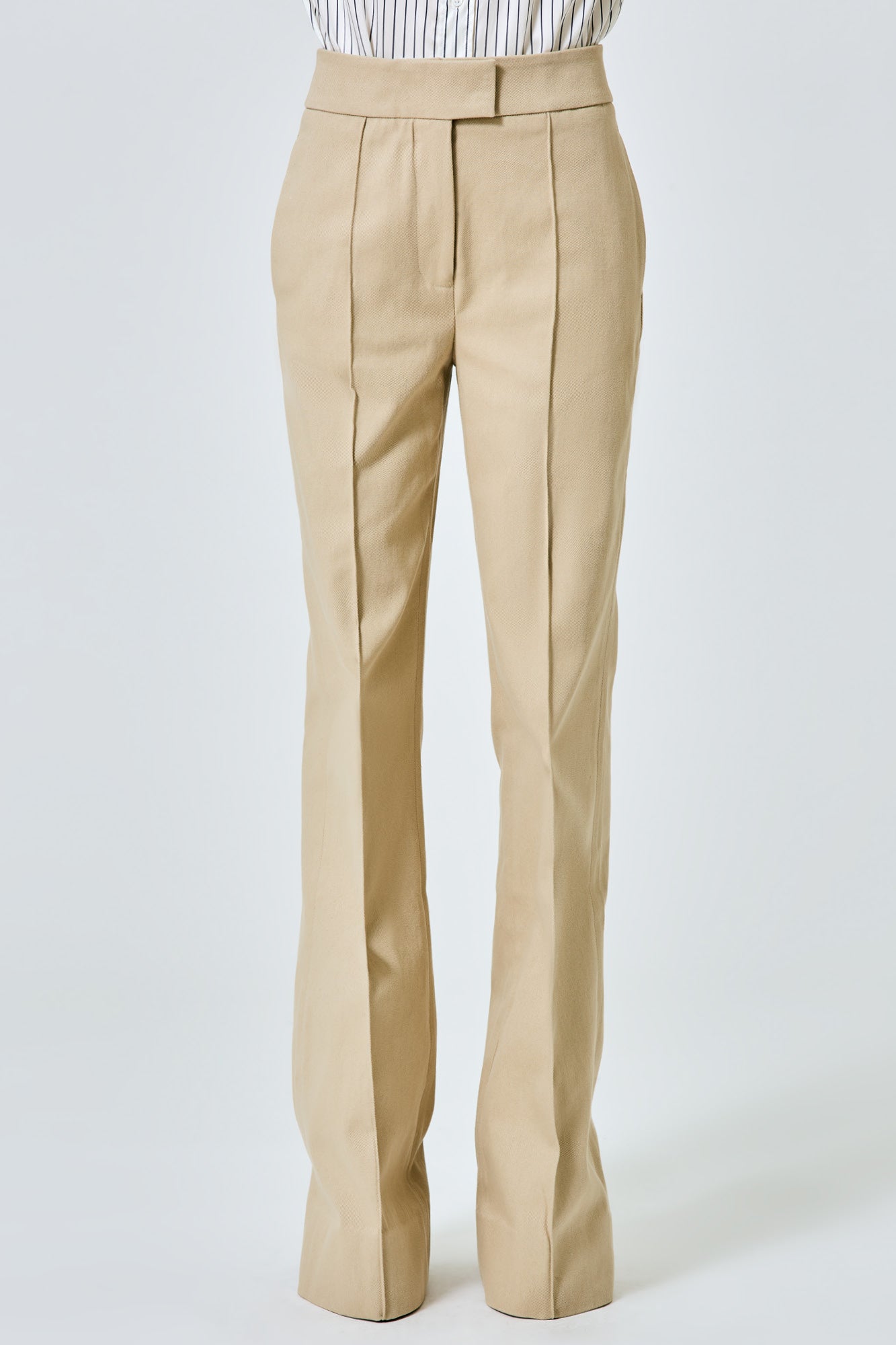 Sa Su Phi pantaloni gabardine cotone khaki dritti