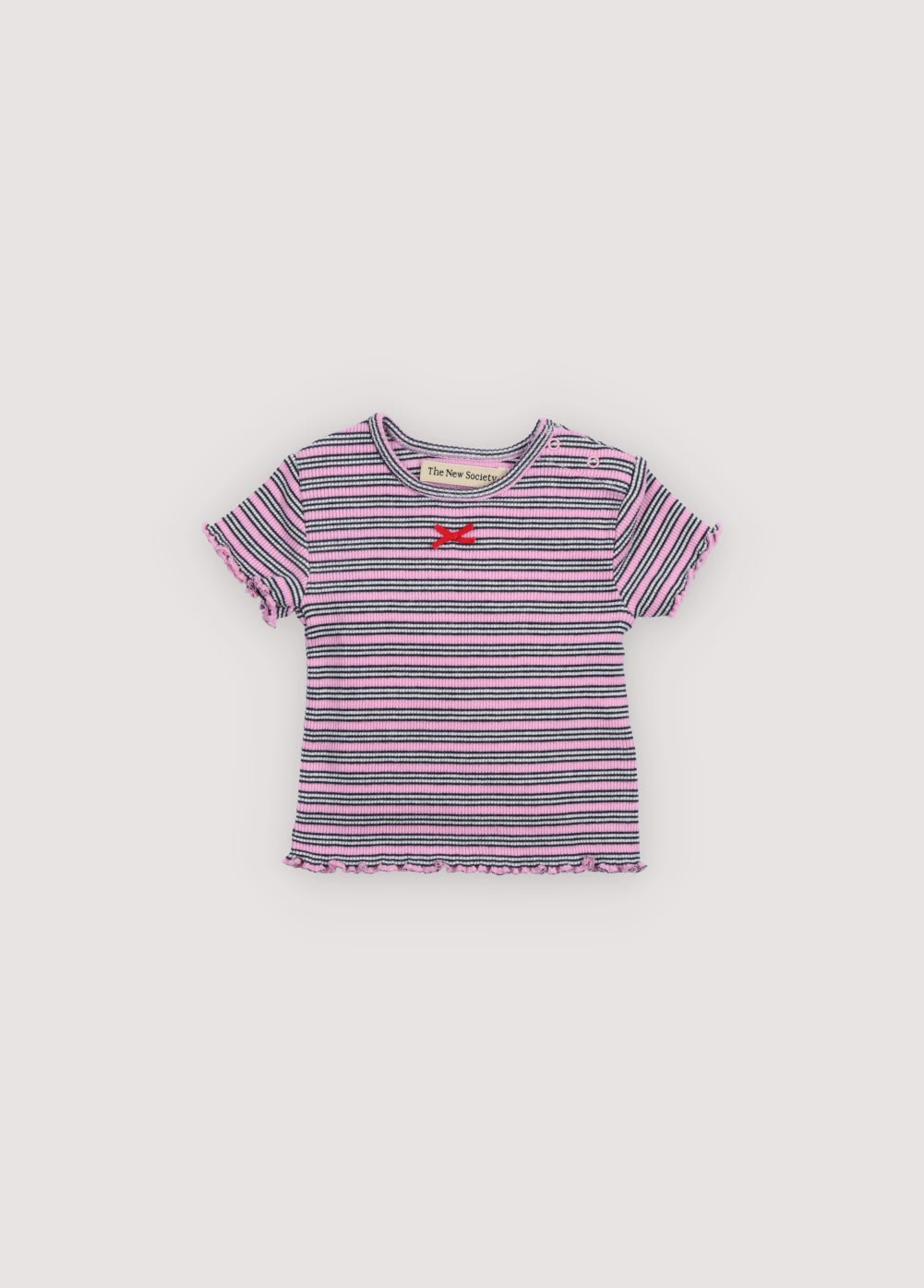 The New Society TNS Baby Tee maglietta cotone rosa righe 6m