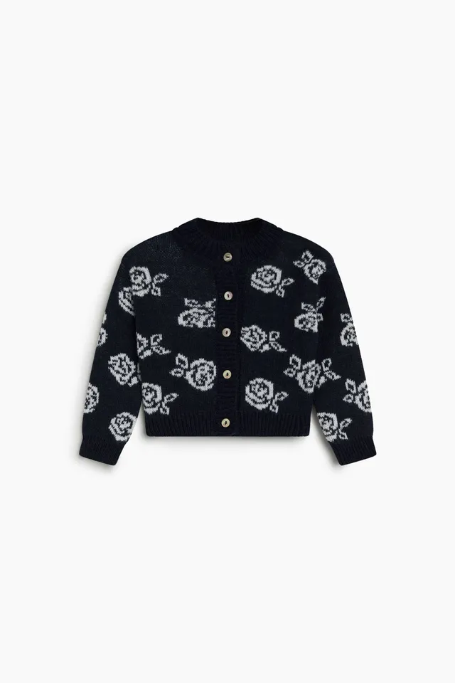The New Society Fleckers cardigan neonato floreale lana