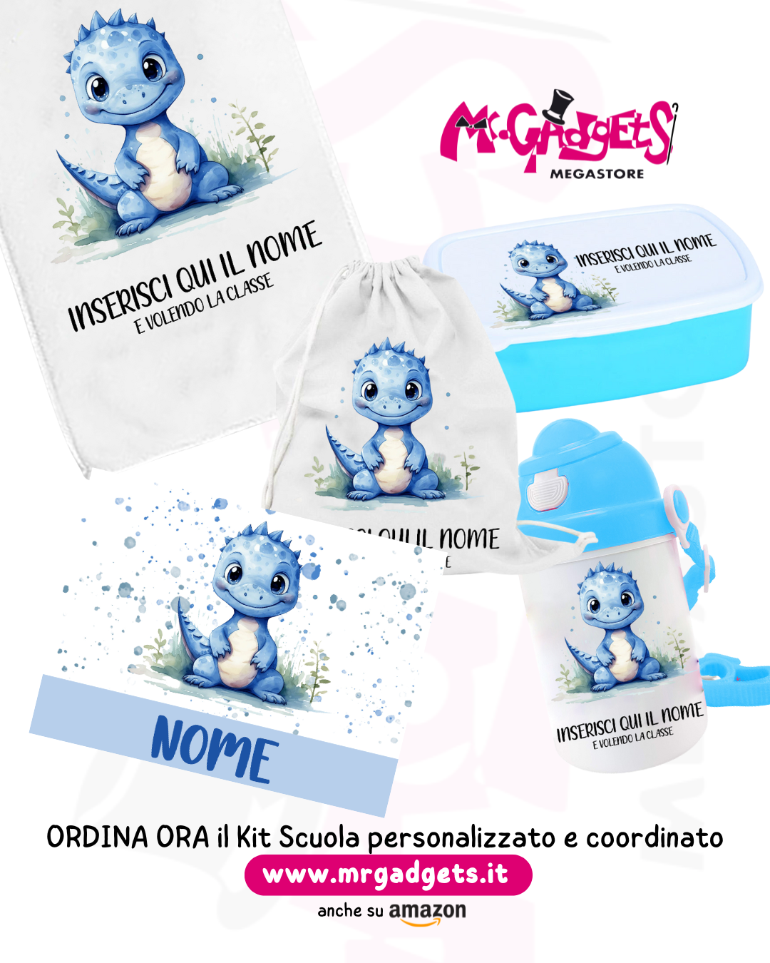 Mr. Gadgets Kit Scuola Drago Set Coordinato Bambini
