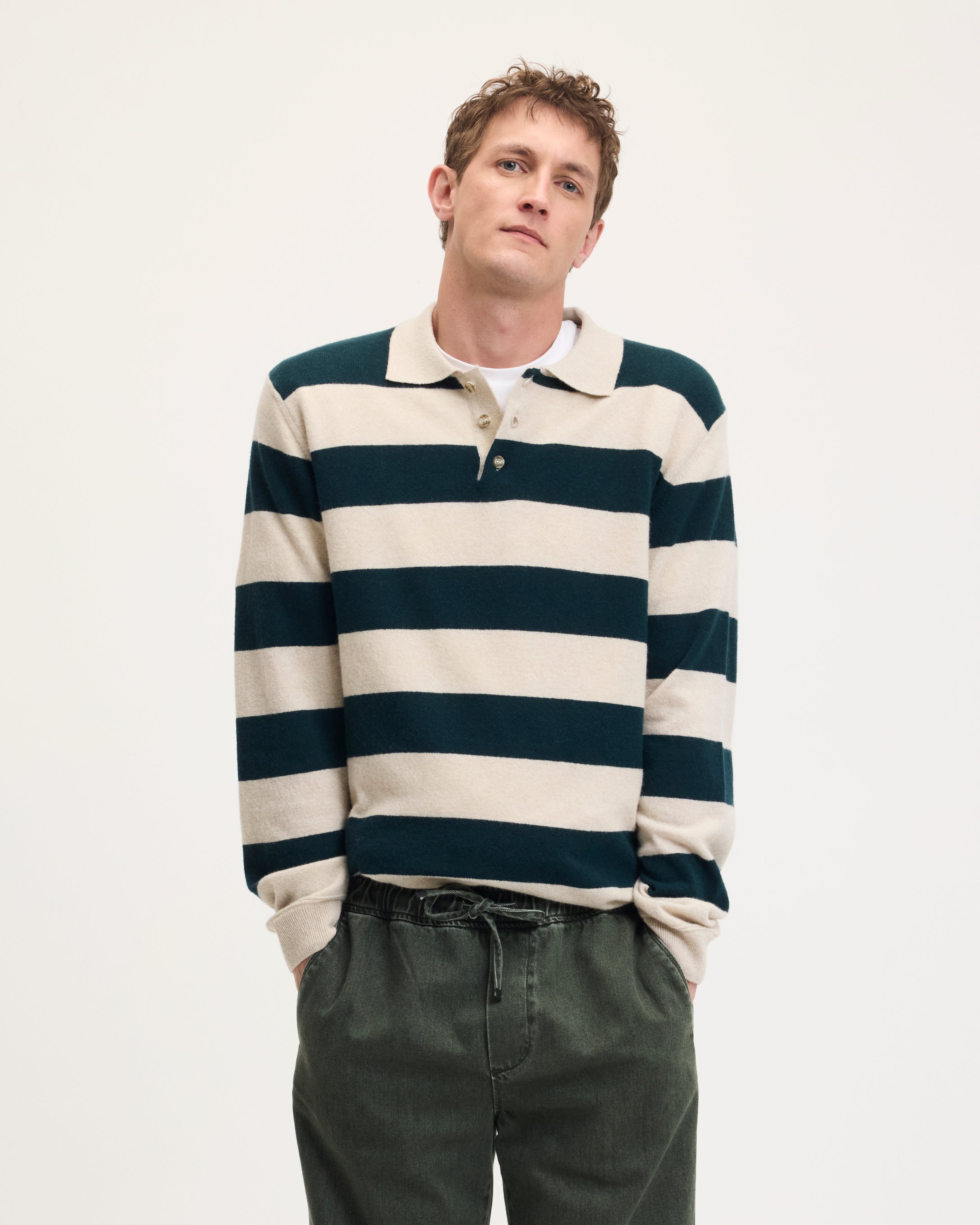 GOODPEOPLE Ken polo maglia lana verde