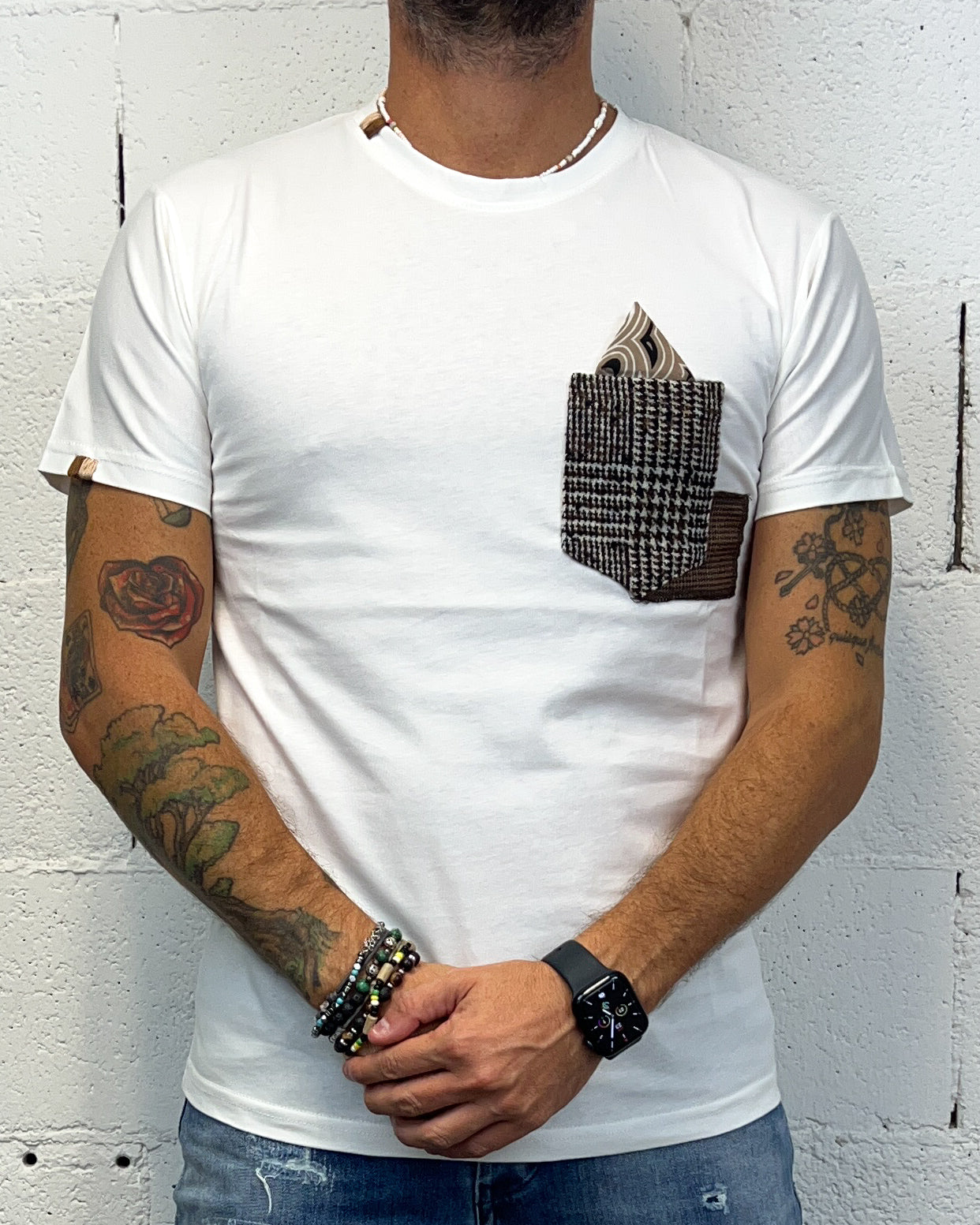 ONLYONE OVER-D Taschino t-shirt panna slim