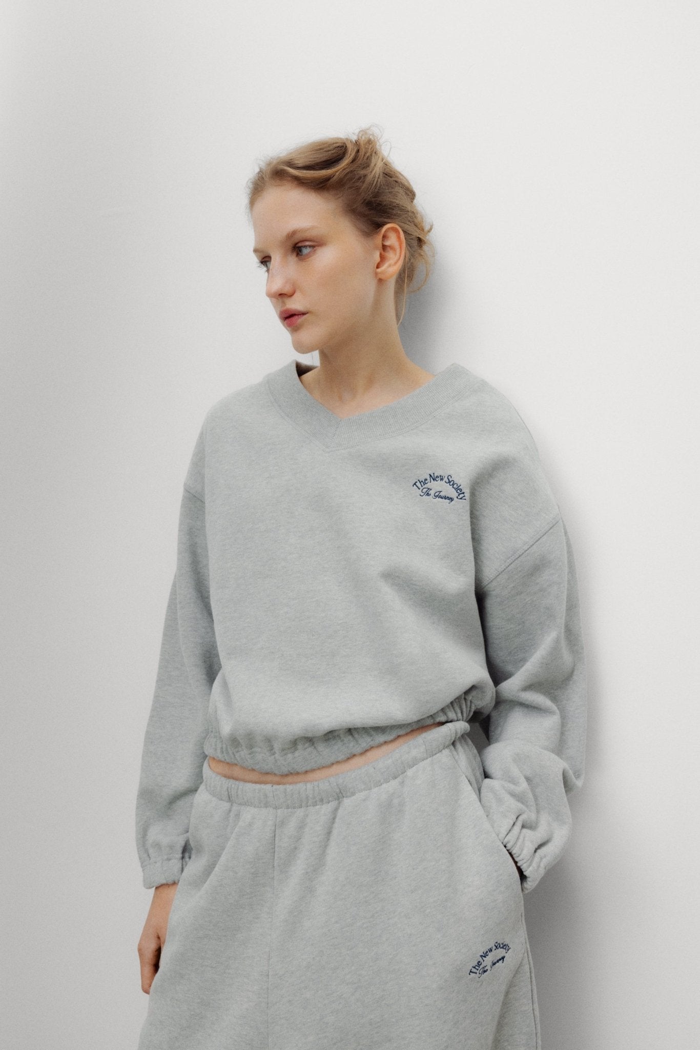 The New Society Mochi felpa cotone grigio Light Grey Melange