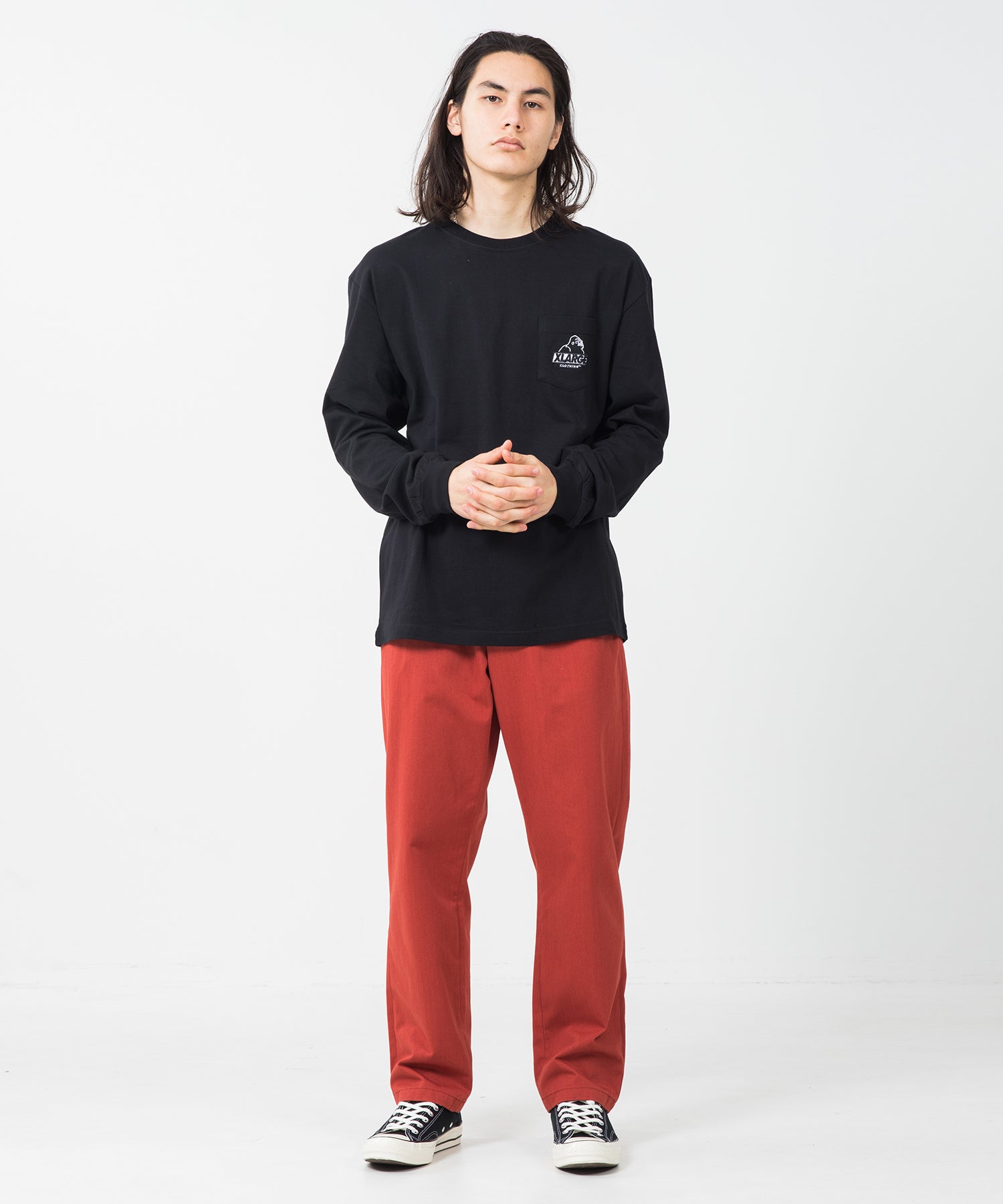 X-Large L/S Pocket Tee Embroidery Slanted OG t-shirt bianca cotone