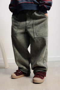 The New Society TNS Denim Baggy Pant pantaloni donna verdi tea leaf