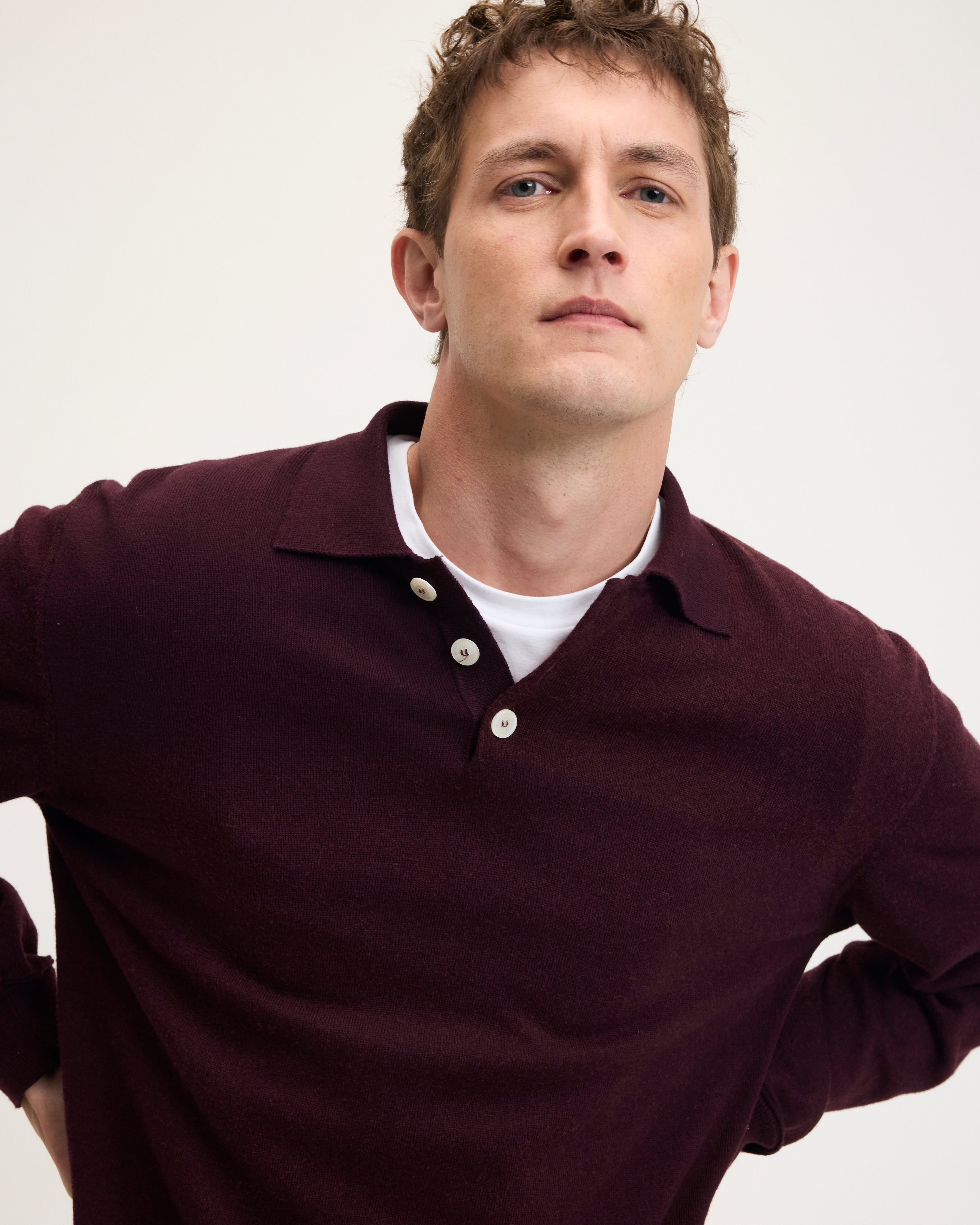GOODPEOPLE Kario polo manica lunga bordeaux lana