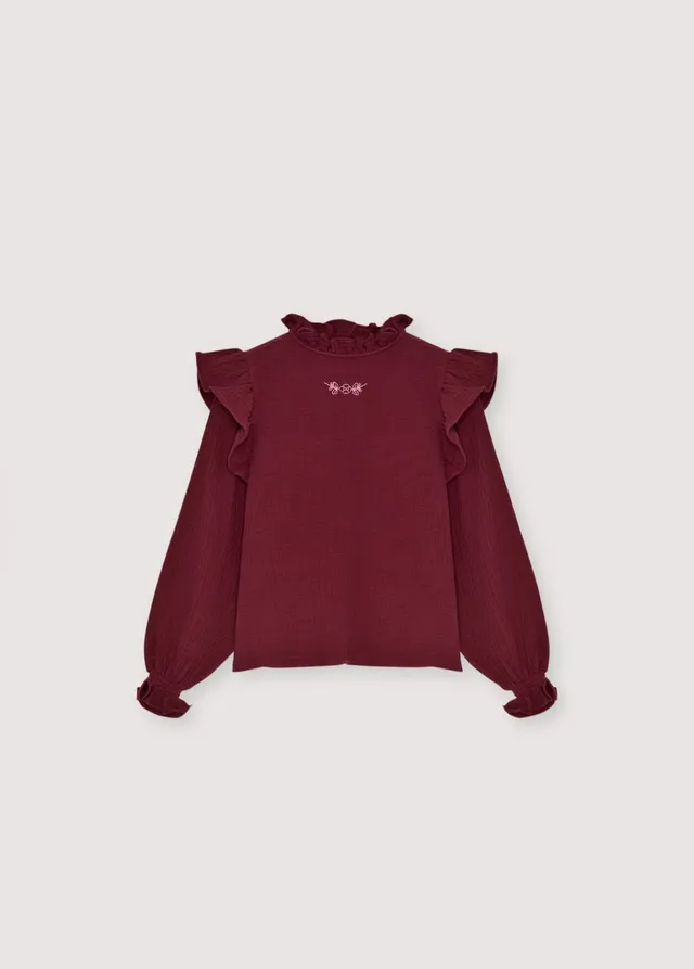 The New Society Maitea Plum Fantasy camicia garza cotone
