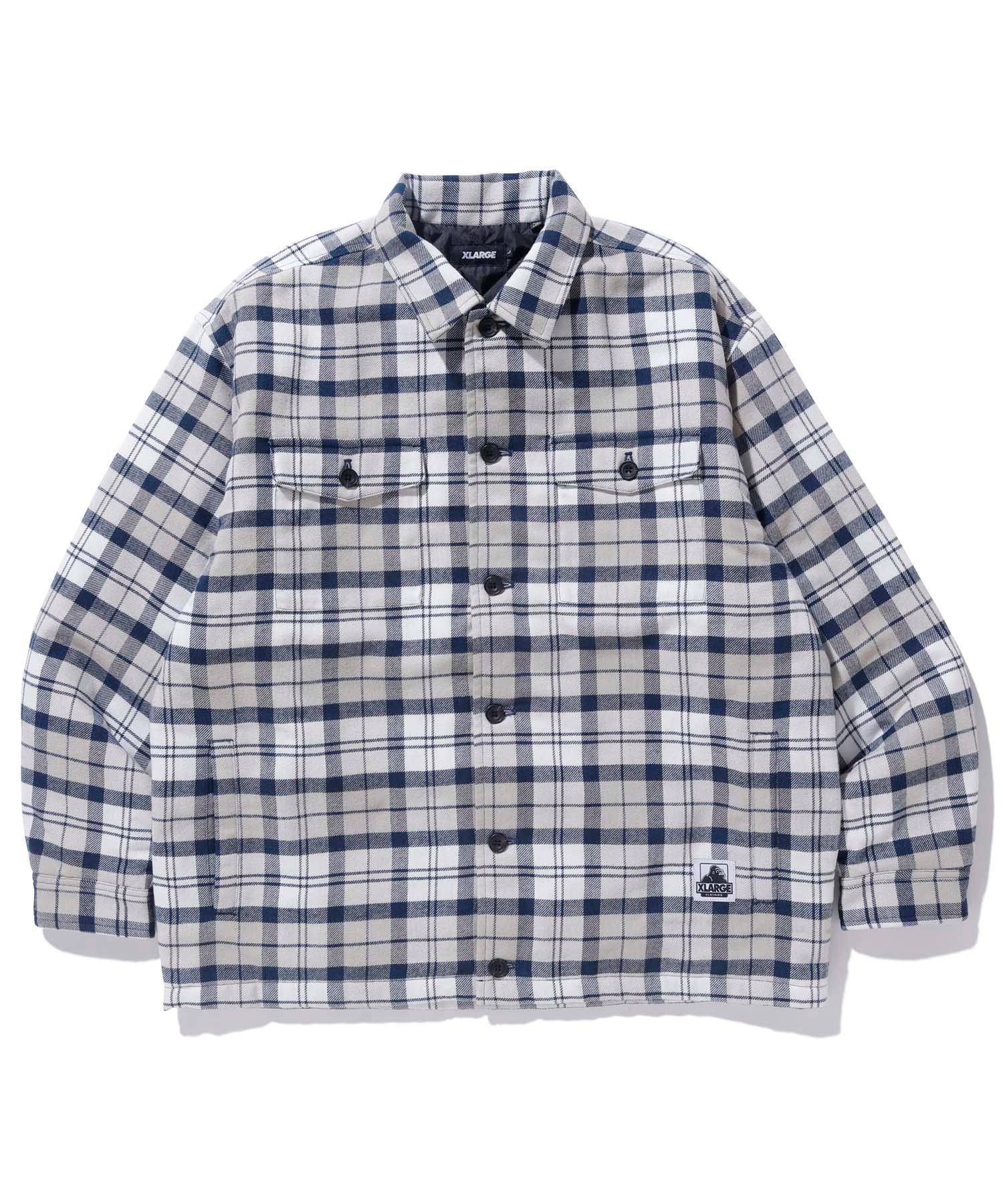 X-Large Quilted Check camicia trapuntata verde flanella
